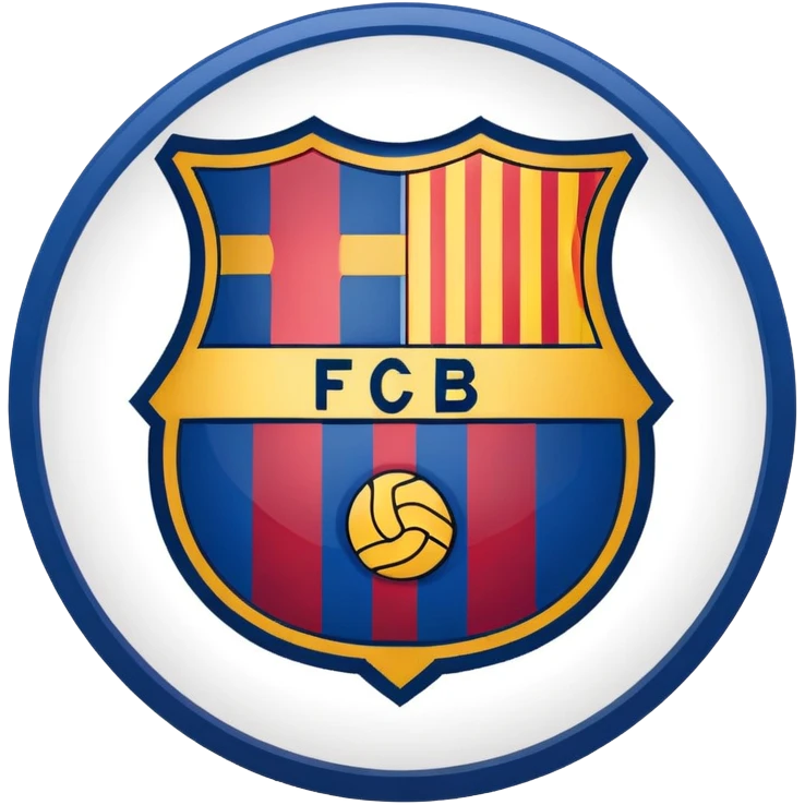 FC Barcelona logo, shield with blue and red stripes, football club emblem emoji
