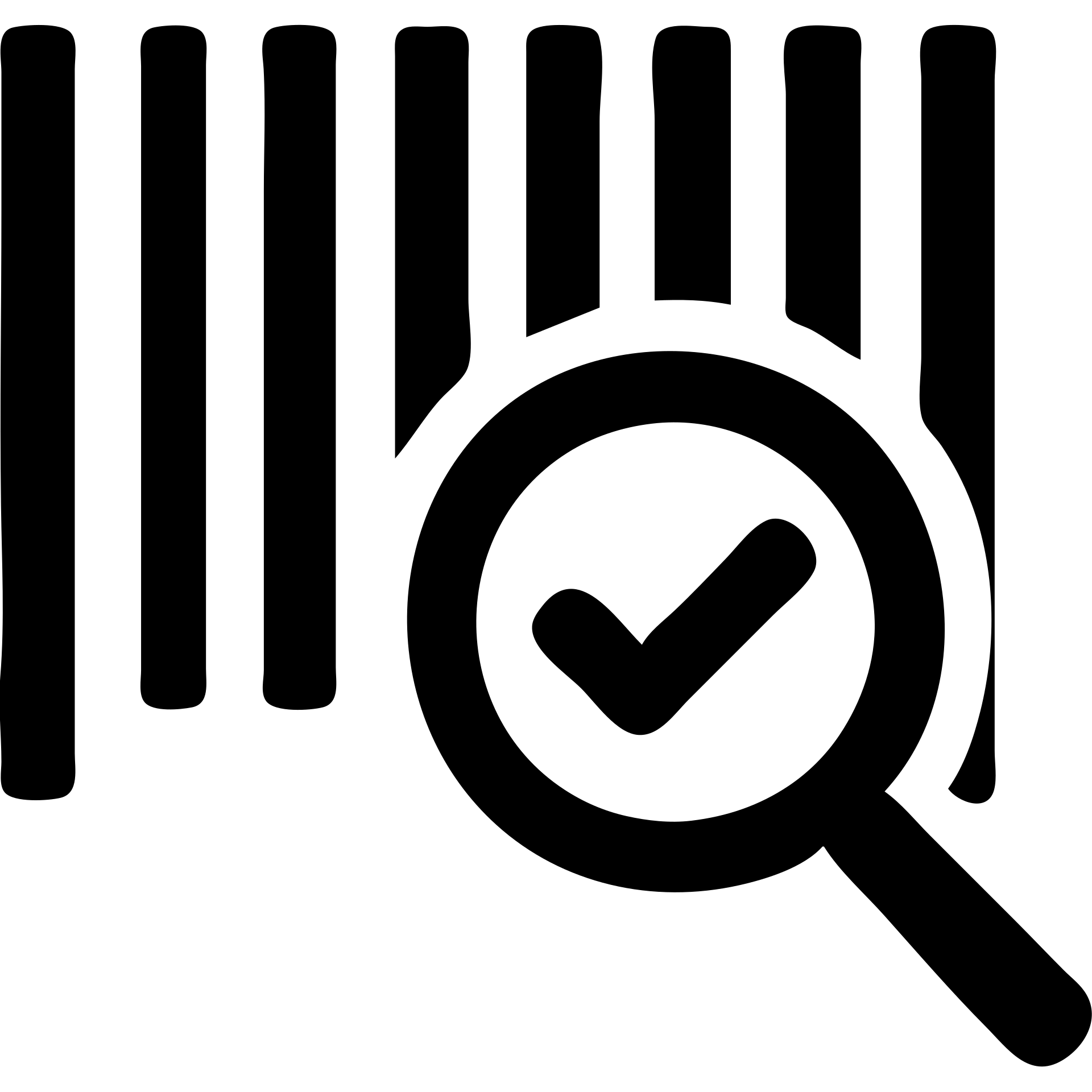 icon of a barcode with a magnifying glass and a checkmark emoji