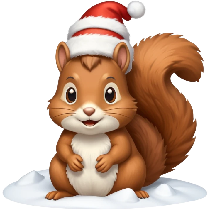 squirrel poking its head out of snow hill with christmas lights wrapped around head emoji