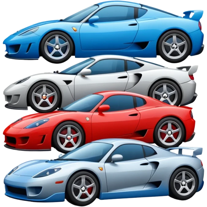 group of 4 sport cars emoji
