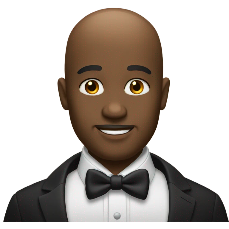 Black bald man in tuxedo  emoji