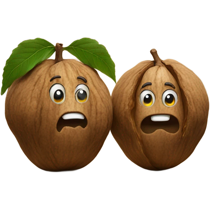 Two giant walnuts on a table emoji