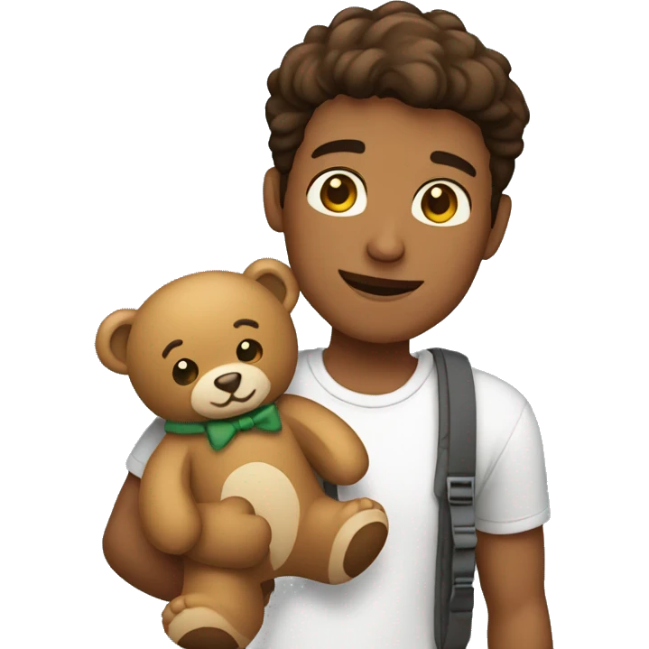 Guy holding teddy bear emoji