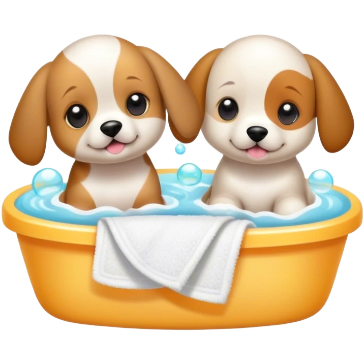 Baby spa day and puppies  emoji