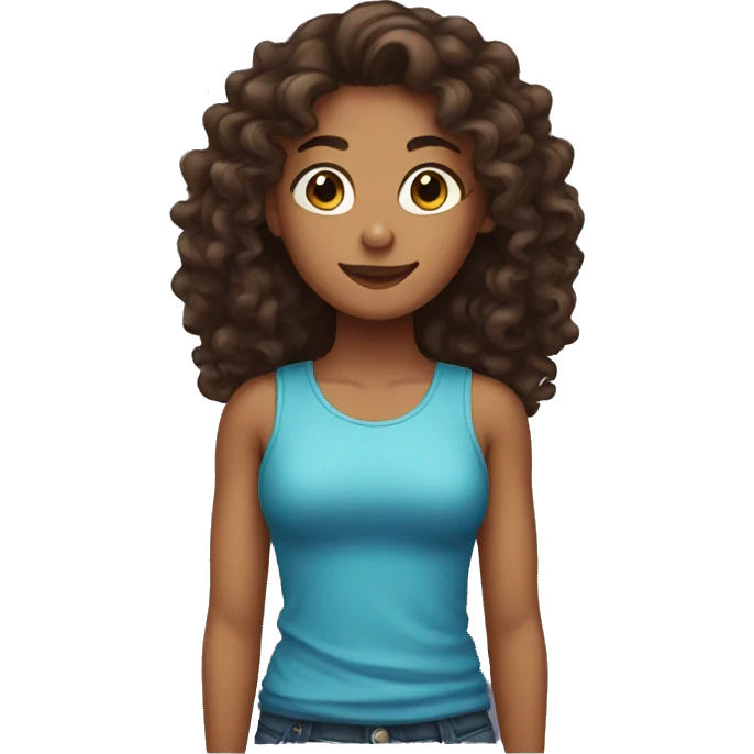 a tanned girl with dark brown long curly hair emoji