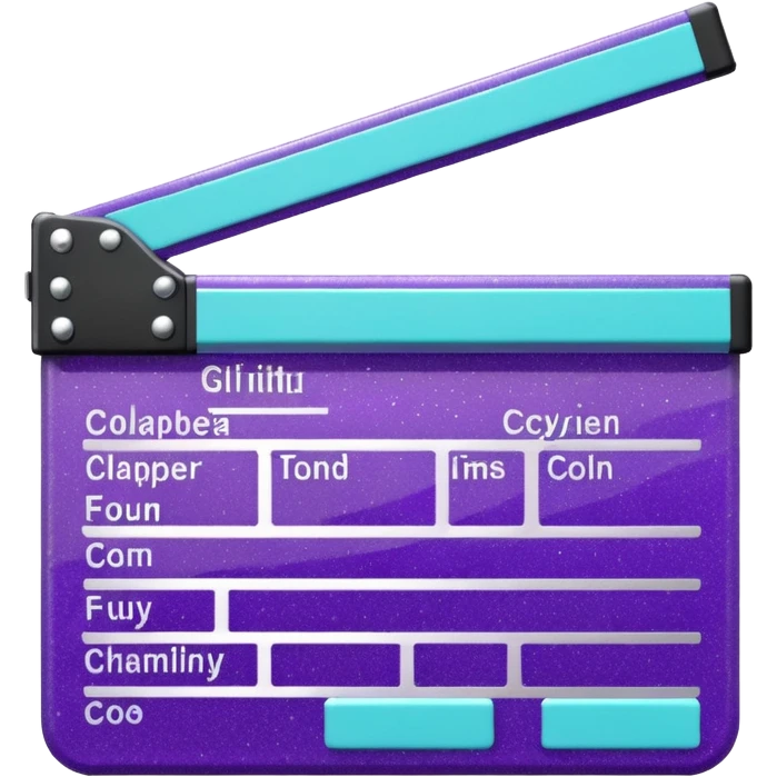 Glitter purple and cian clapperboard emoji