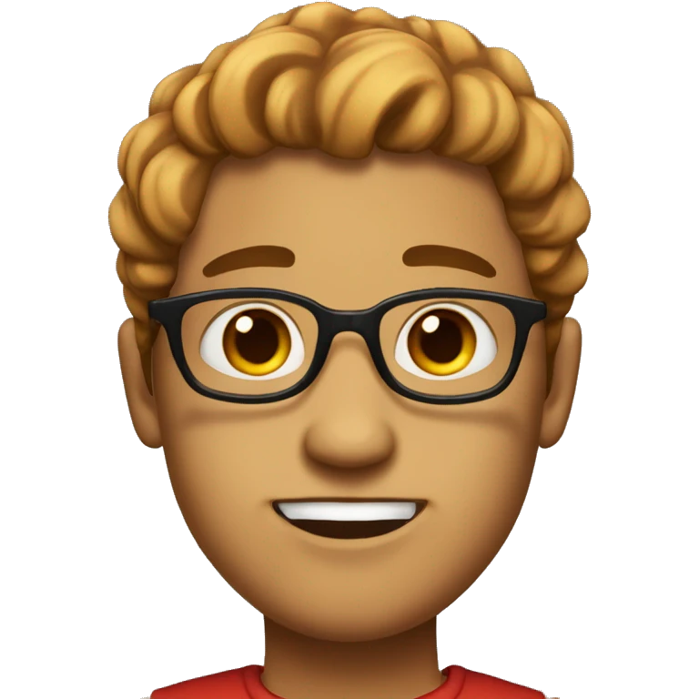 cool with bold face skin not brown and glasses on eyes hair red ad scars on face emoji