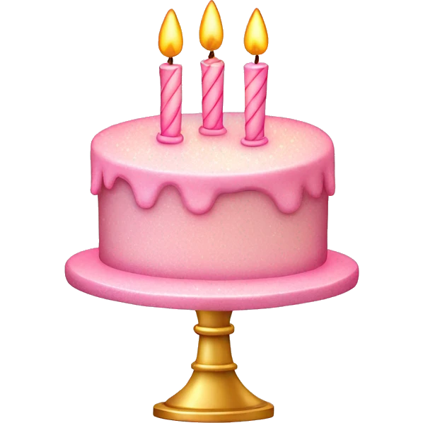 Sparkly light pink two tier birthday cake with candles emoji