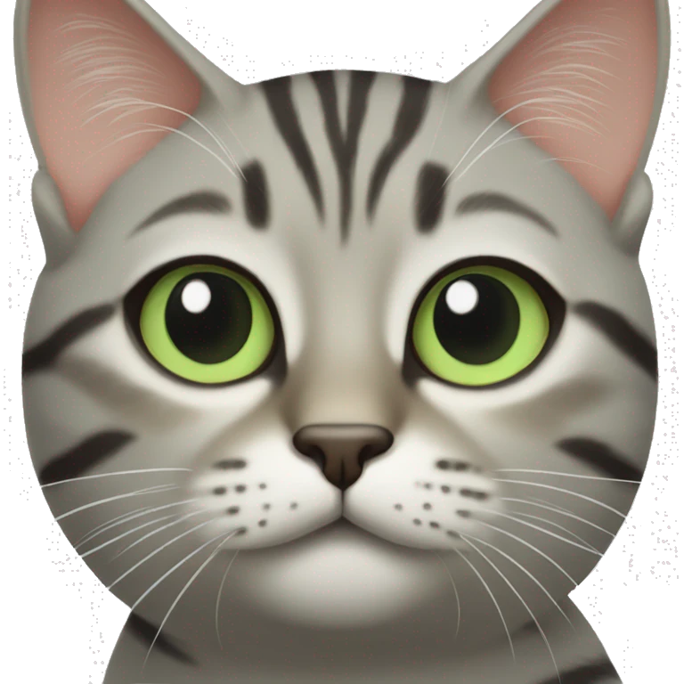 tabby cat with black on nose and light green eyes  emoji