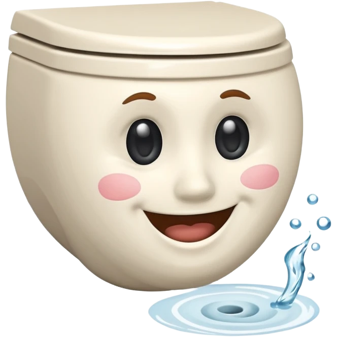 Flush toilet with a face smile emoji