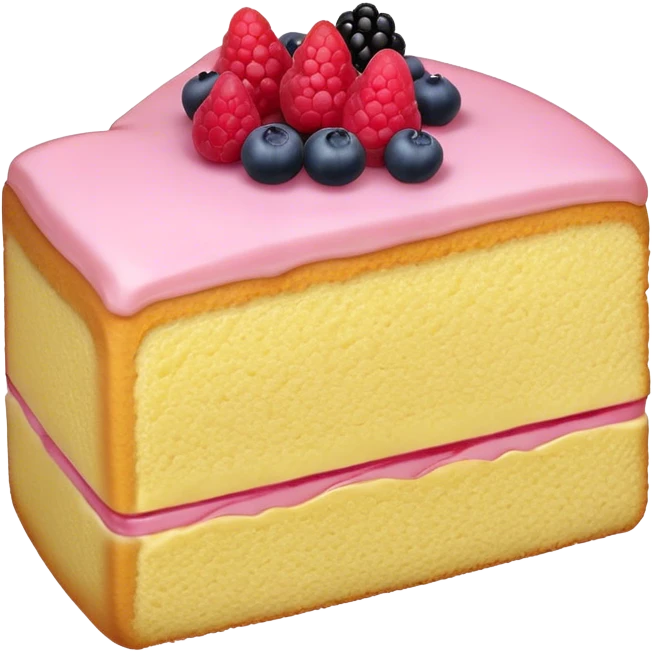 slice of sponge cake, with minimal pink emoji