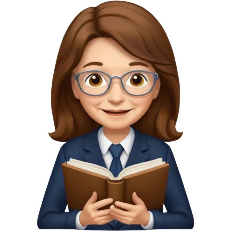 grandma reading in suit long hair emoji