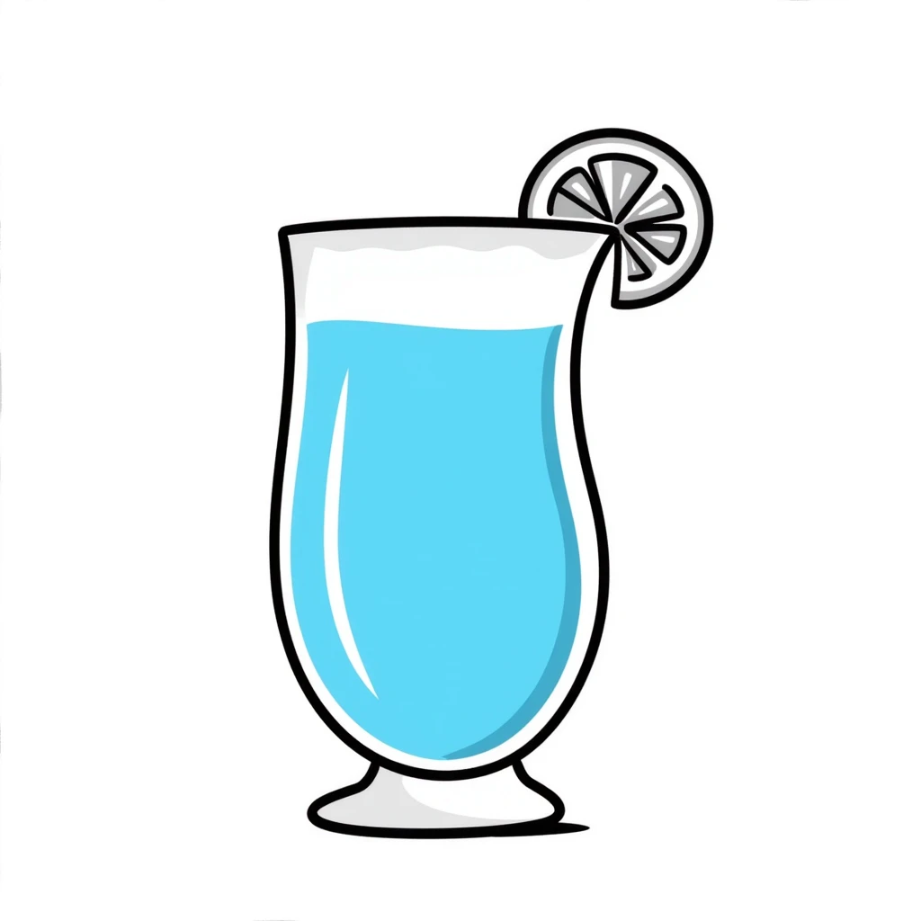 blue curaçao tropical cocktail in a hurricane glass, flat vector illustration emoji