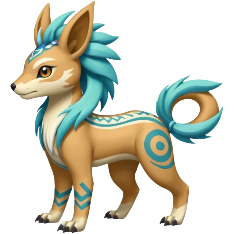  Tropical Tiny Marked Patterned Tribal WereGarurumon-Suicune-Linoone-Meloetta-fusion-hybrid-creature (full body) emoji