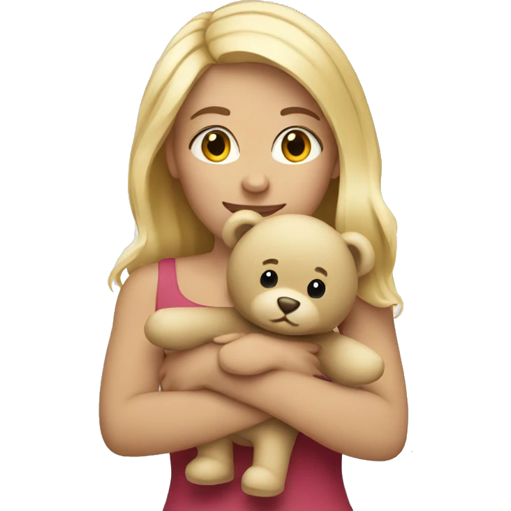 Blonde girls holding a teddy bear emoji