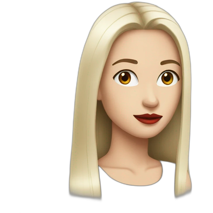 white female black long straight hair red lipstick big brown eyes emoji