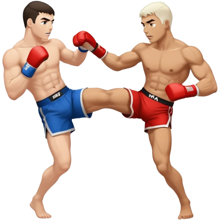 mma fighter kicks man white skin emoji