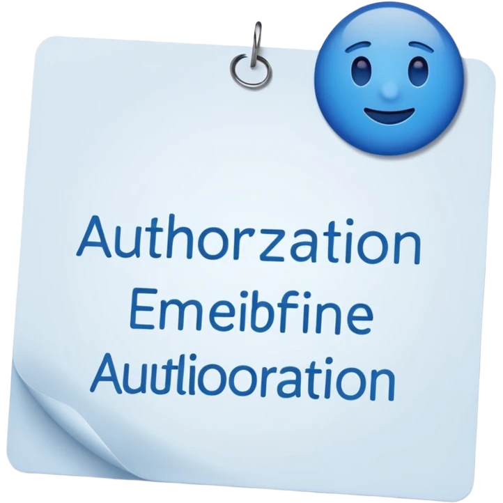 Emoji de una hoja firmada con una firma azul simulada y título “Autorización”. emoji