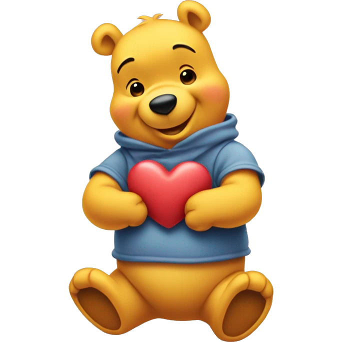 Winnie the Pooh holding a heart  emoji