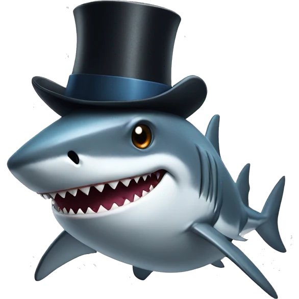Shark with a top hat emoji