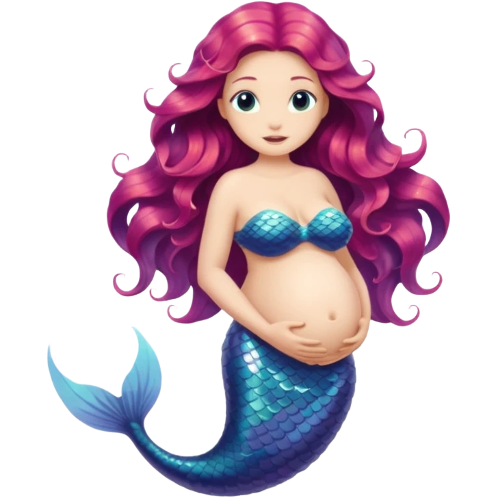 very heavily pregnant overdue mermaid emoji