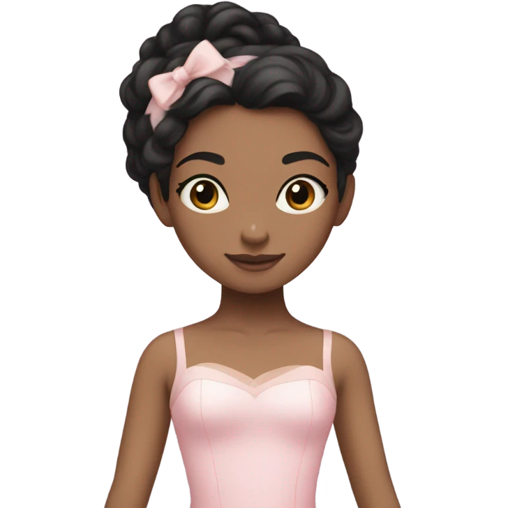 girl fair skin, black hair, ballerina pink soft emoji