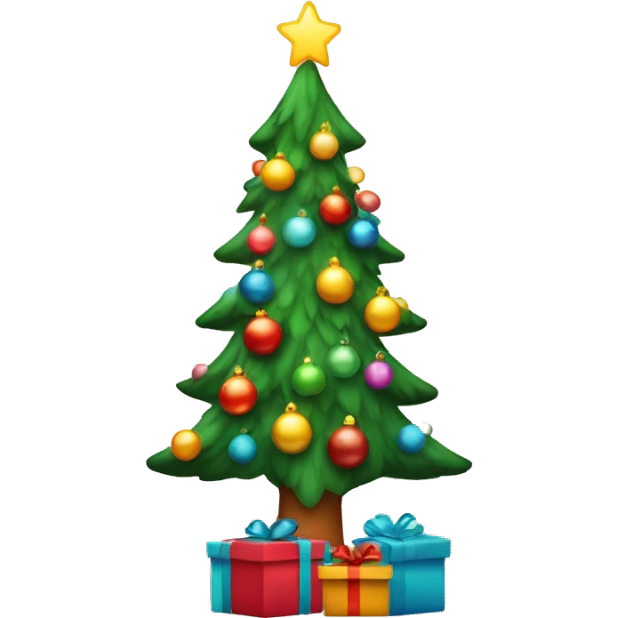 Christmas tree with retro lights and gifts  emoji