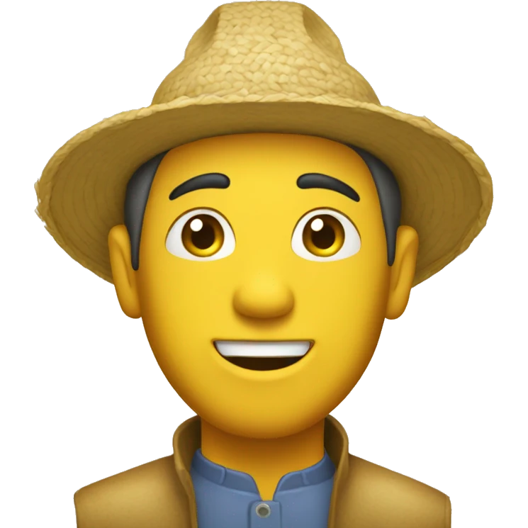 Yellow man with rice farmer hat emoji