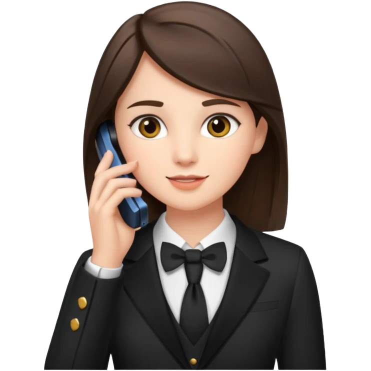 generate a brunette teen dressed formally, calling on a mobile emoji