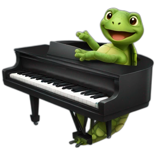 turtle playing piano emoji