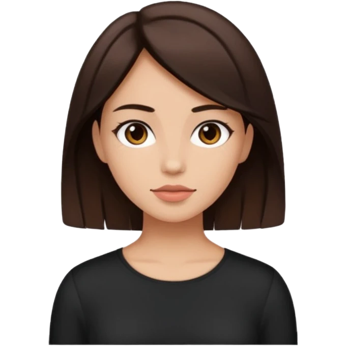 woman with dark brown hair wearing an aesthetic top emoji