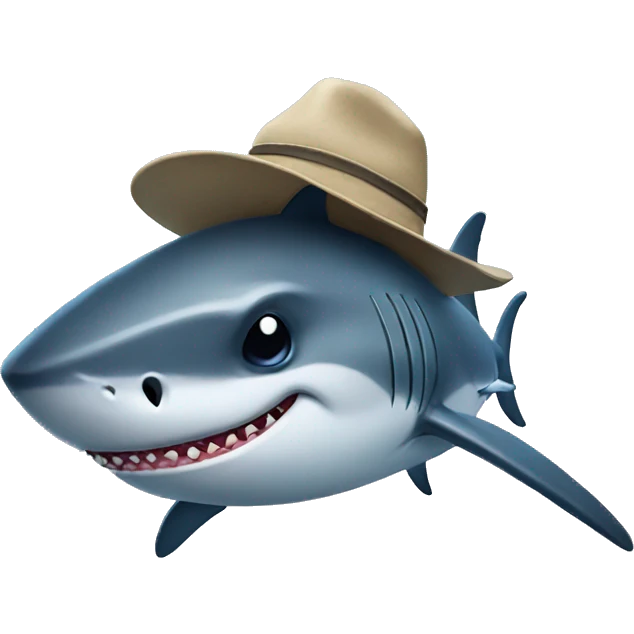 sharky with hat emoji