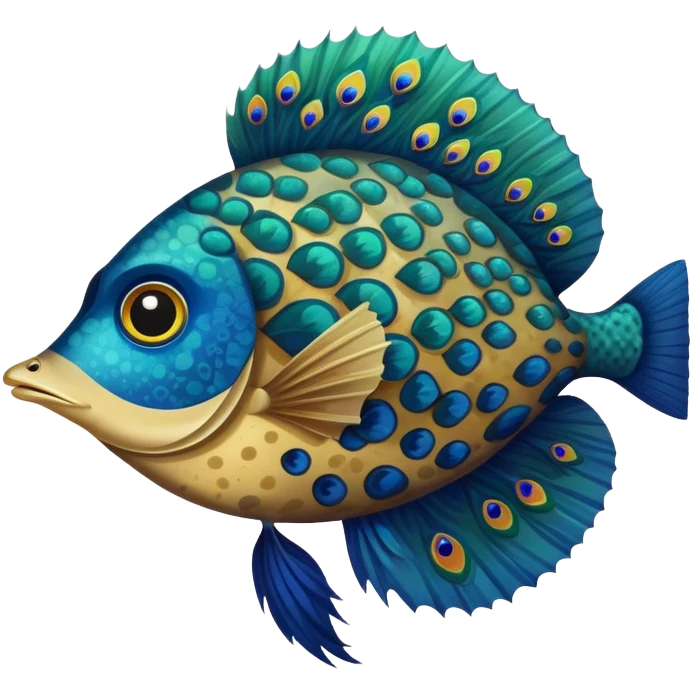 Side view of a peacock flounder, both eyes clearly visible emoji