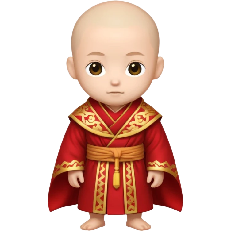 A small chibi-style monk character with red ceremonial robe with layered fabric and decorative gold-like patterns

 emoji