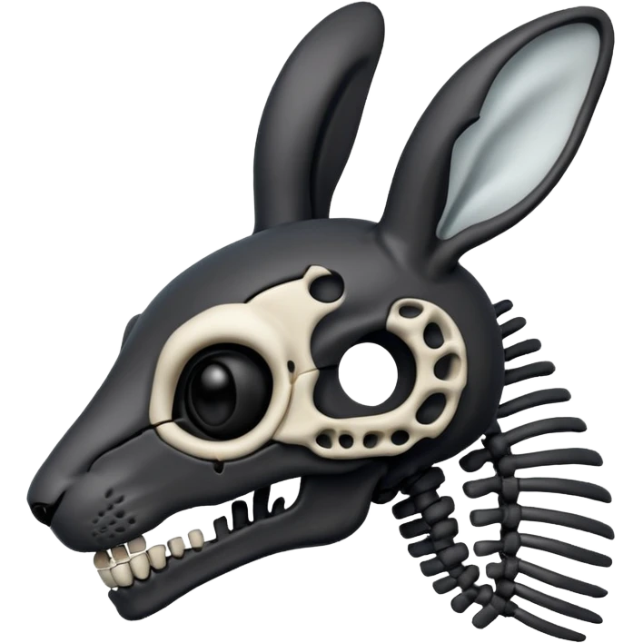 Tête de lapin squelette noire de profil avec des G à la place des yeux  emoji