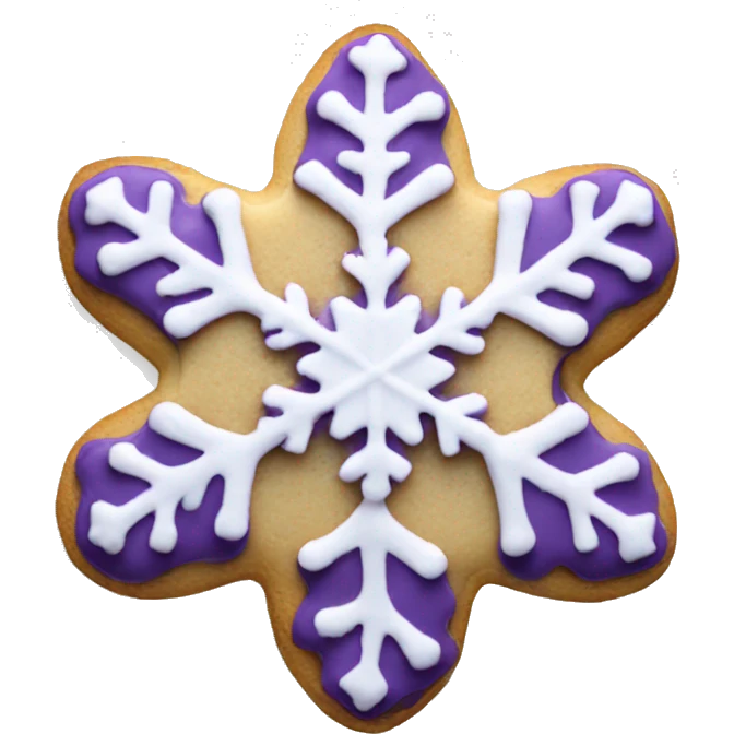 Snowflake cookie with purple icing emoji