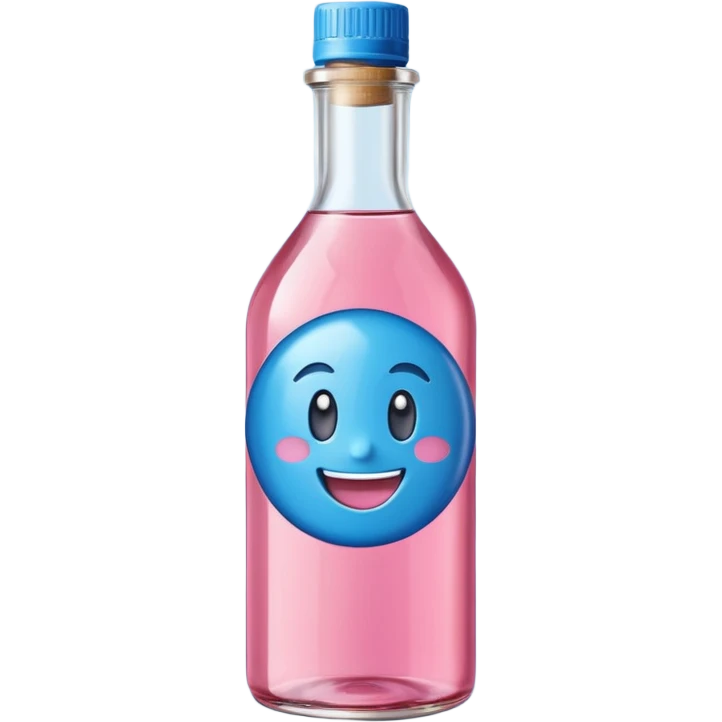 Smiling bottle of oil blue top pink outside with logo that says Diddy oil emoji