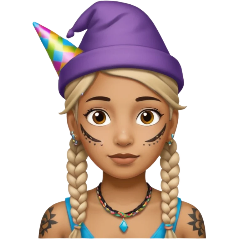 braided and tattoedbraided with lots lots lots of face tattooes and a party hat emoji