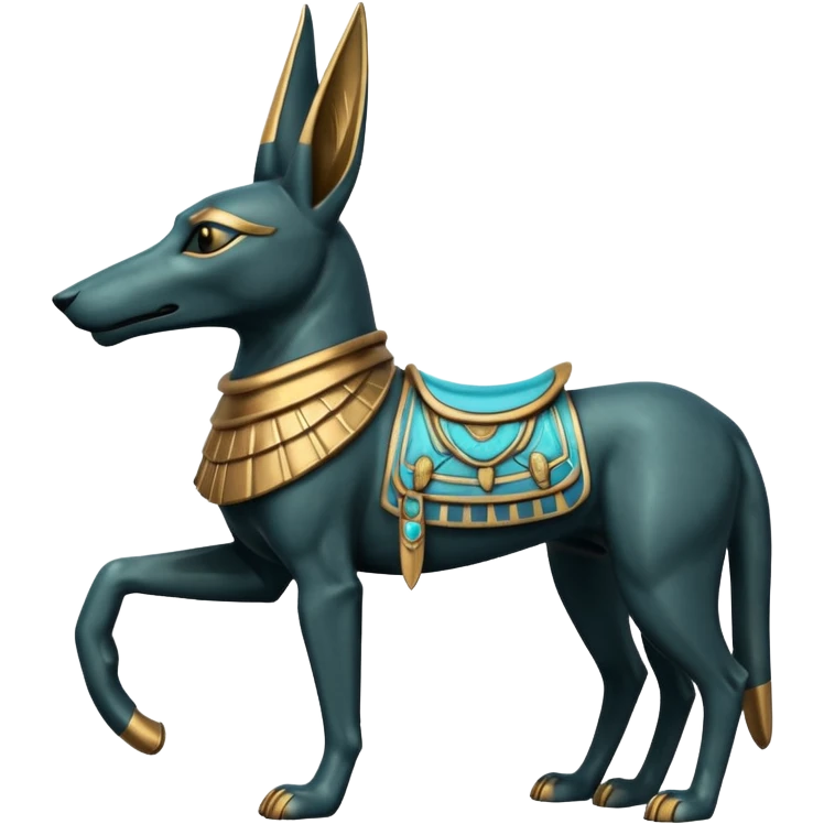 Ancient style saddled statue casually adorned anubis canine casually posed  emoji