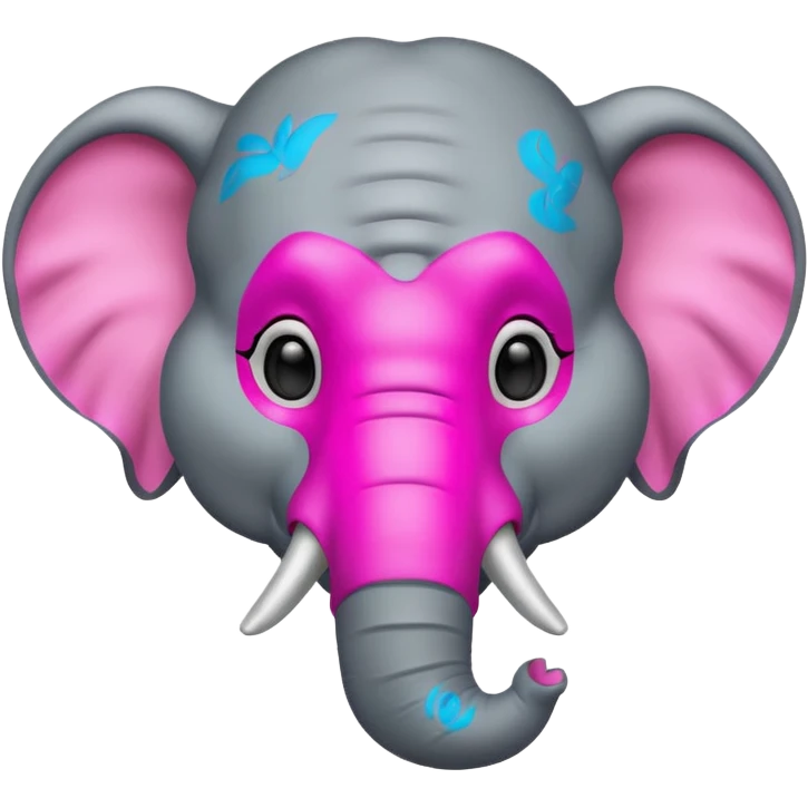 an portrait elephant with pink mask
 emoji