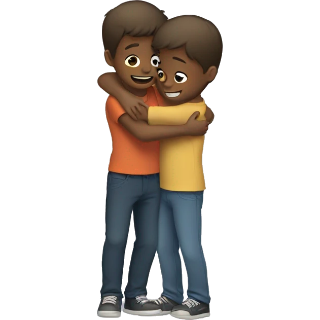 two boys hug emoji