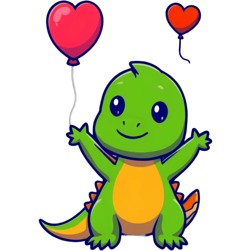 bearded dragon with heart balloon emoji