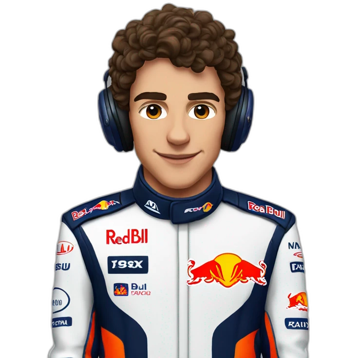 Lando Norris in a red bull f1 suit emoji