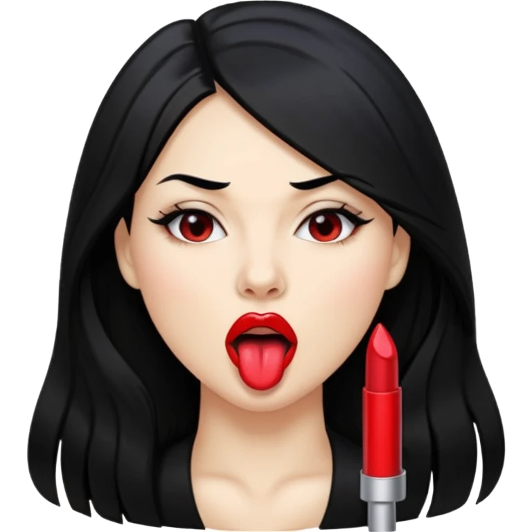 femme longs cheveux noire peau claire qui nargue en tirant la langue emoji
