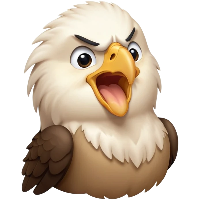 cinematic-cute-yawning-american-eagle-portrait-emoji,-head-tilted-slightly-with-a-dramatic,-wide-open-yawn,-showcasing-a-stately-form-with-gently-drooping-feathers-and-sleepy,-half-closed-eyes,-simplified-yet-irresistibly-adorable-features emoji