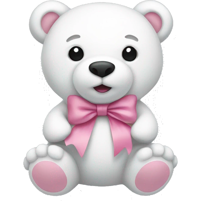 white bear stuffed animal with a pink bow emoji
