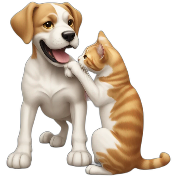 Cat and dog fight emoji