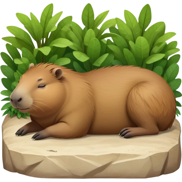 cinematic-Sleeping capybara-realistic-full-body-on-standing-emoji,-plump-and-relaxed-body-soaking-in-the-warm-sun,-short-brown-fur-slightly-ruffled,-head-tilted-dramatically,-calm-expressive-eyes-exuding-serene-wisdom,-simplified-yet-realistic emoji