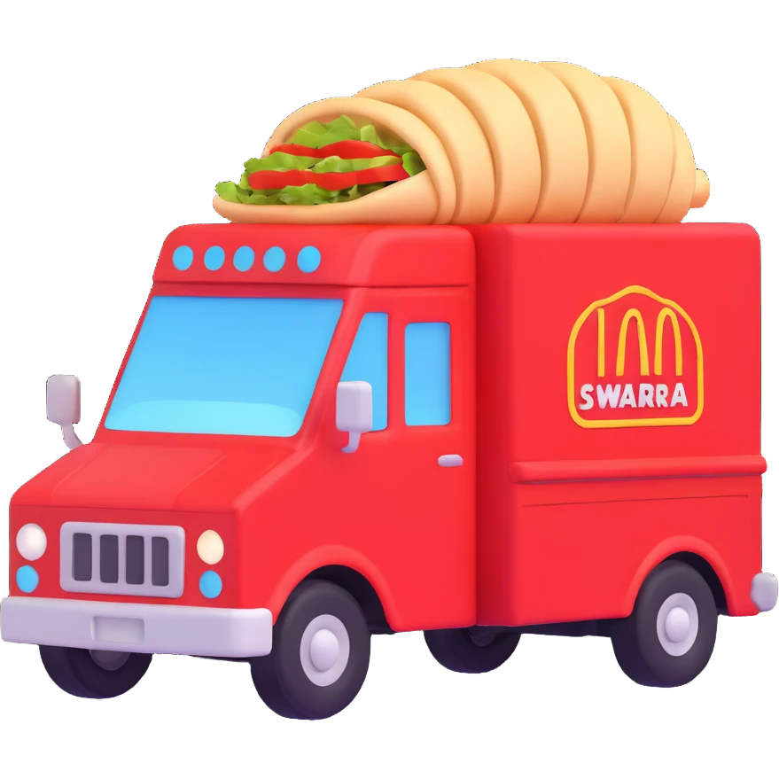 generate me a 3D red truck shawarma emoji