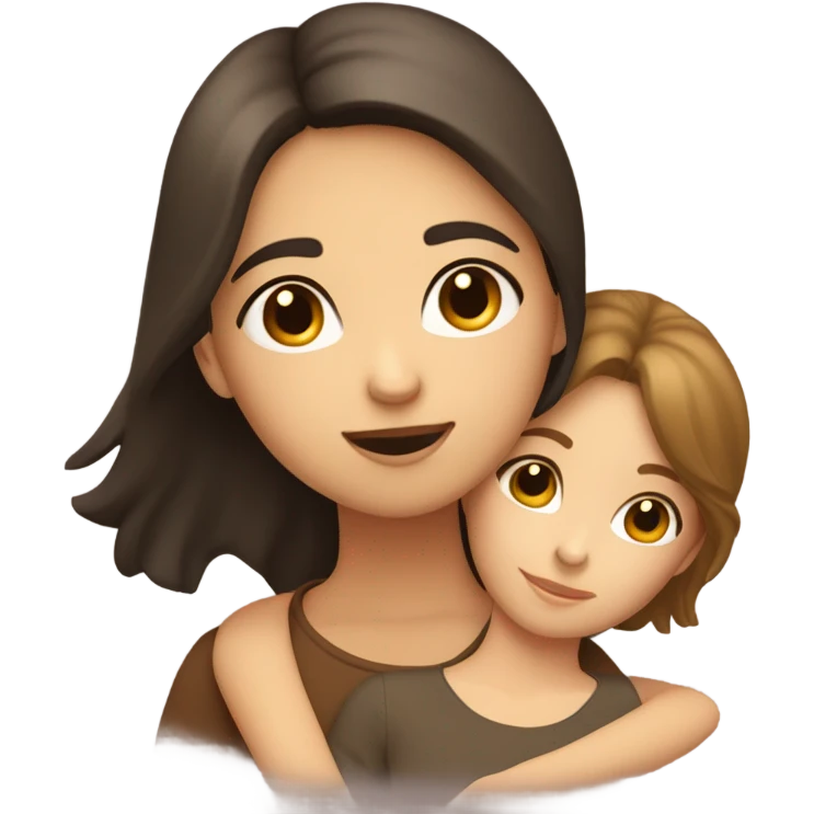 lesbian cuddles dark brown hair girl and light brown hair girl  emoji